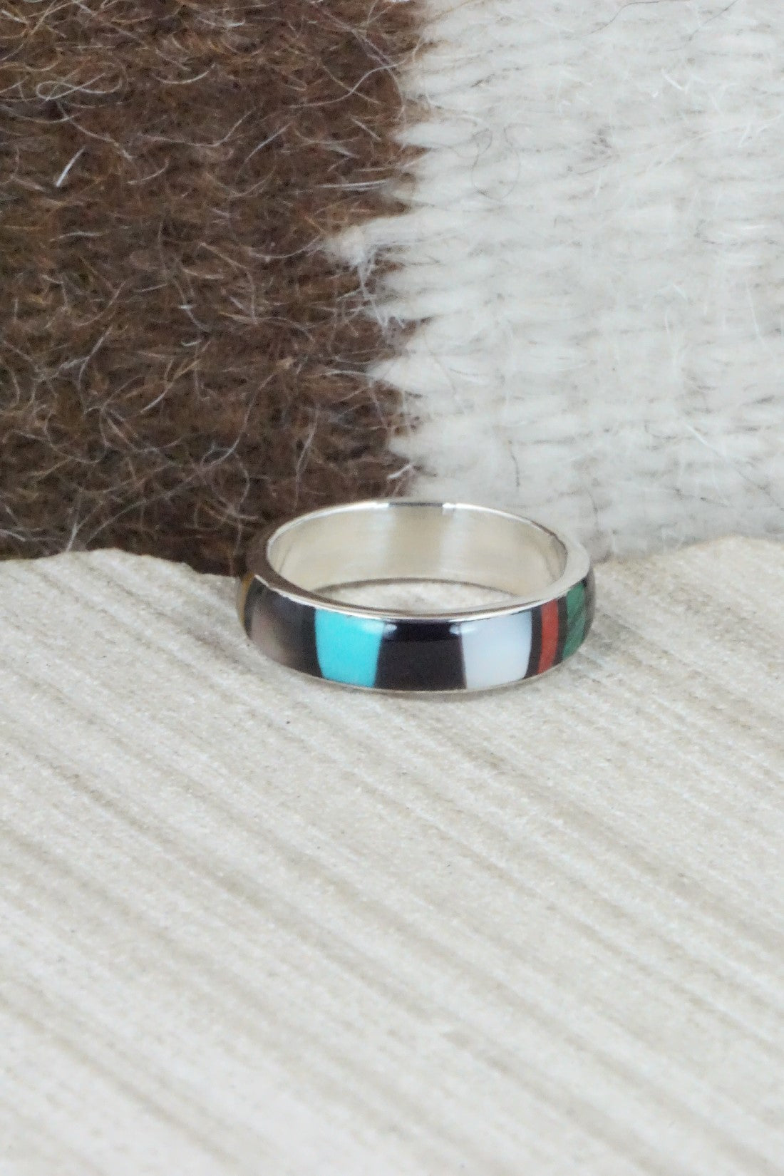 Multi Stone & Sterling Silver Ring - Rose Ukestine - Size 6.5