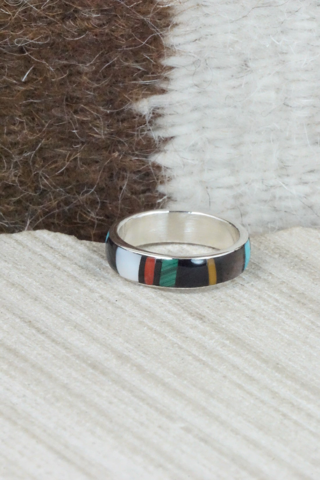 Multi Stone & Sterling Silver Ring - Rose Ukestine - Size 6.5