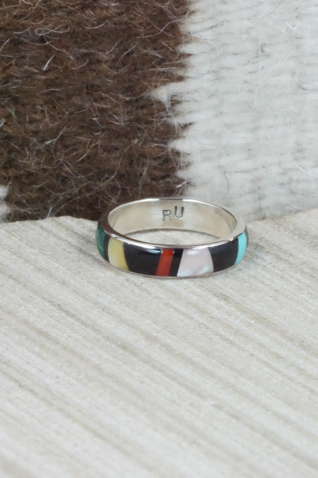 Multi Stone & Sterling Silver Ring - Rose Ukestine - Size 8