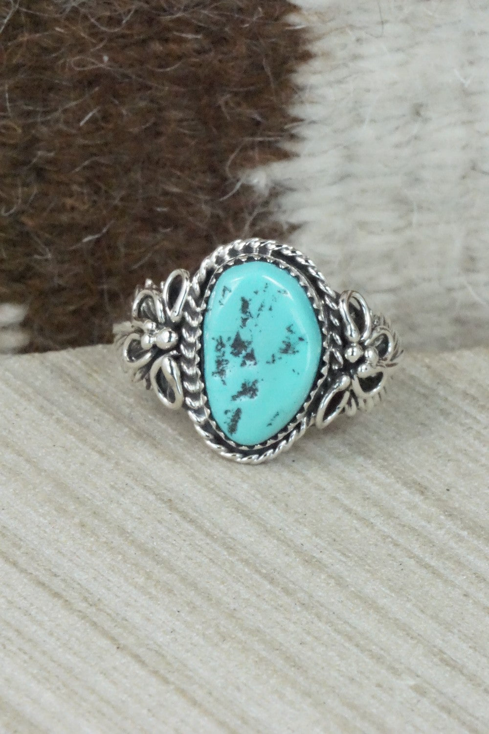 Turquoise and Sterling Silver Ring - Jeanette Saunders - Size 12.75