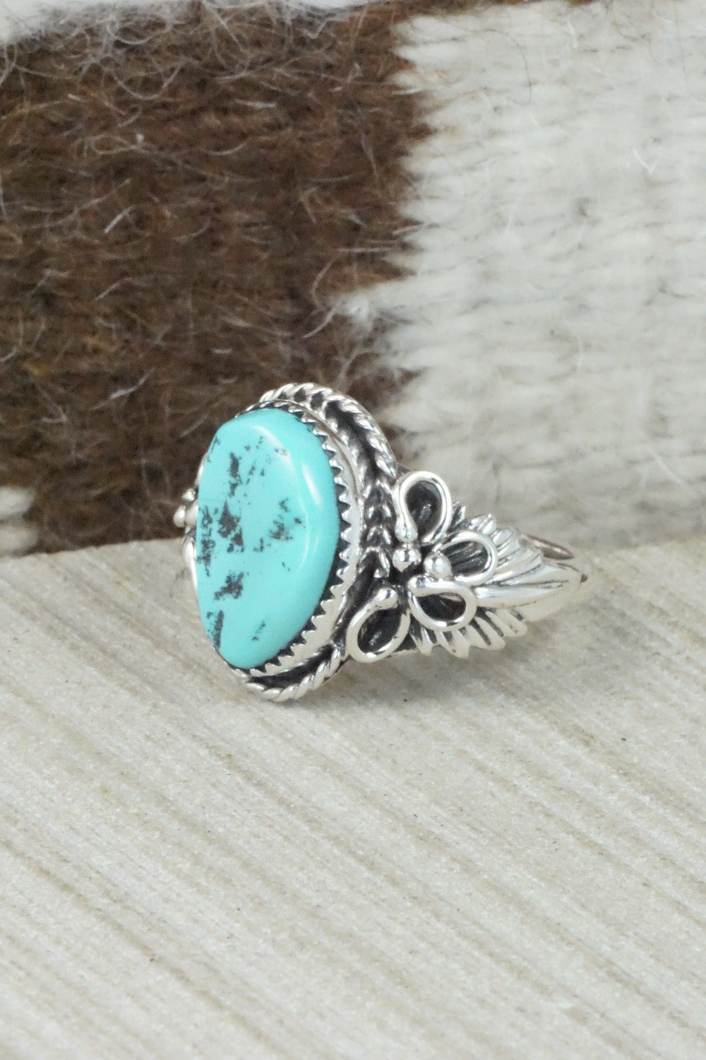 Turquoise and Sterling Silver Ring - Jeanette Saunders - Size 12.75