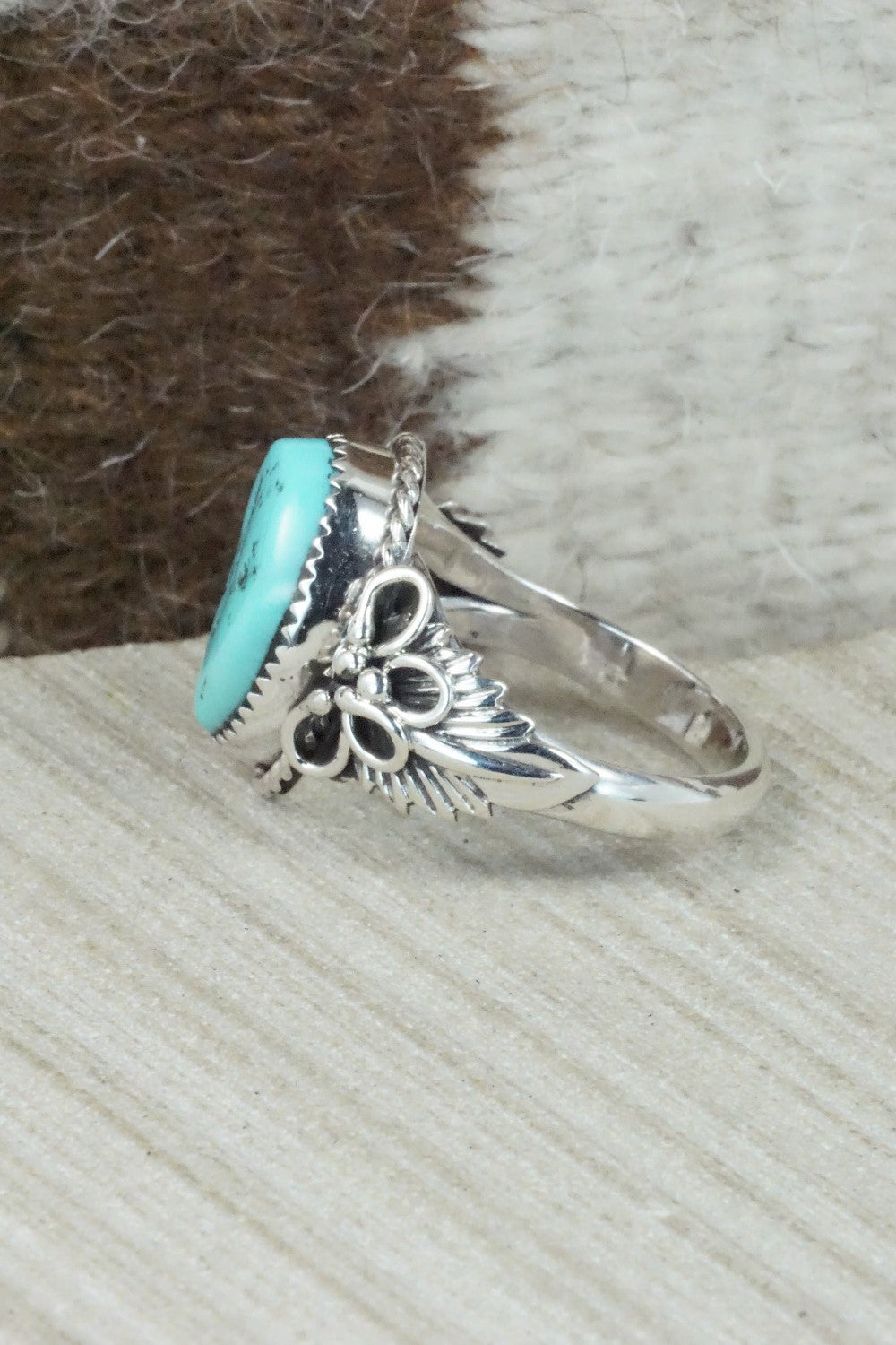 Turquoise and Sterling Silver Ring - Jeanette Saunders - Size 12.75