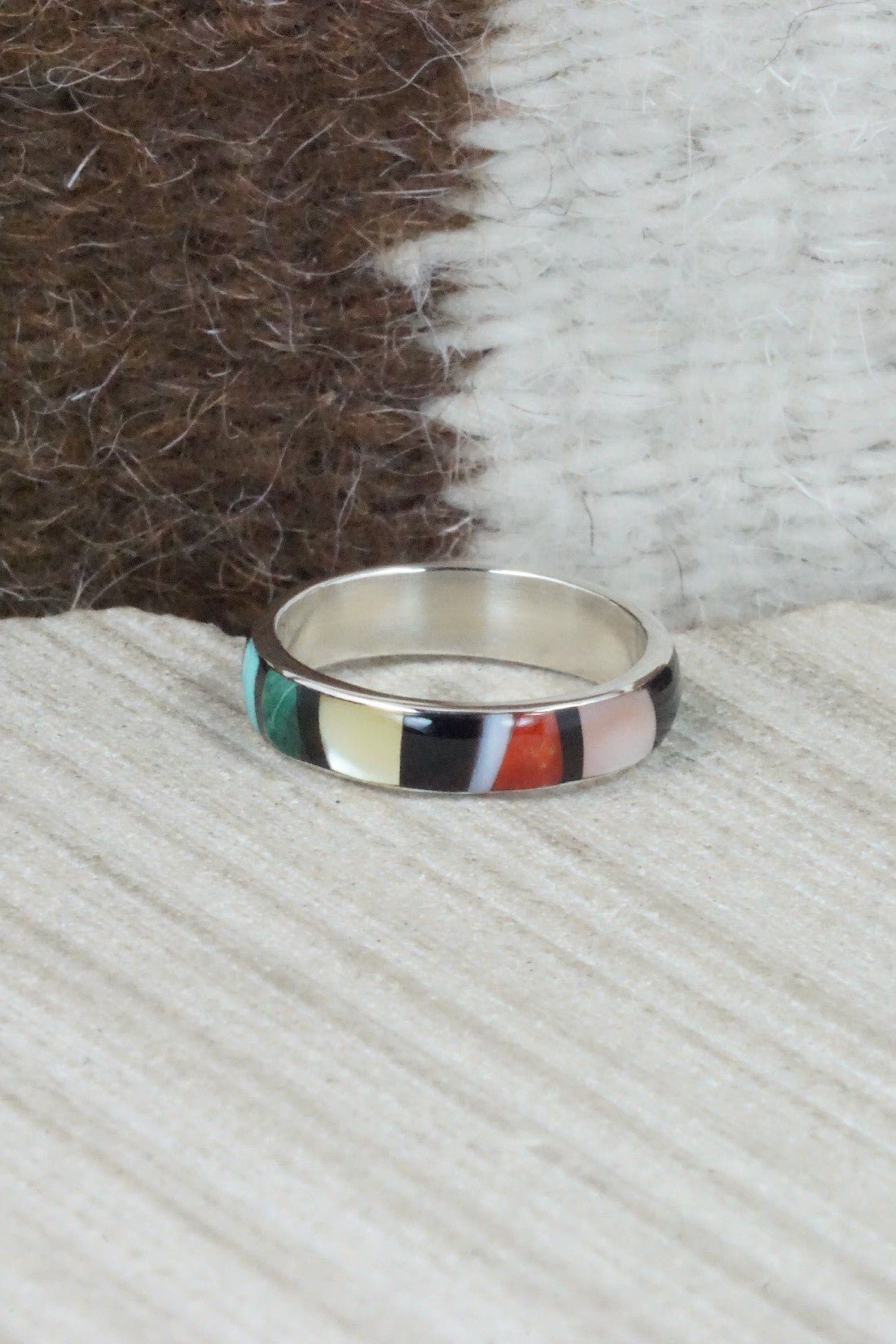 Multi Stone & Sterling Silver Ring - Rose Ukestine - Size 8