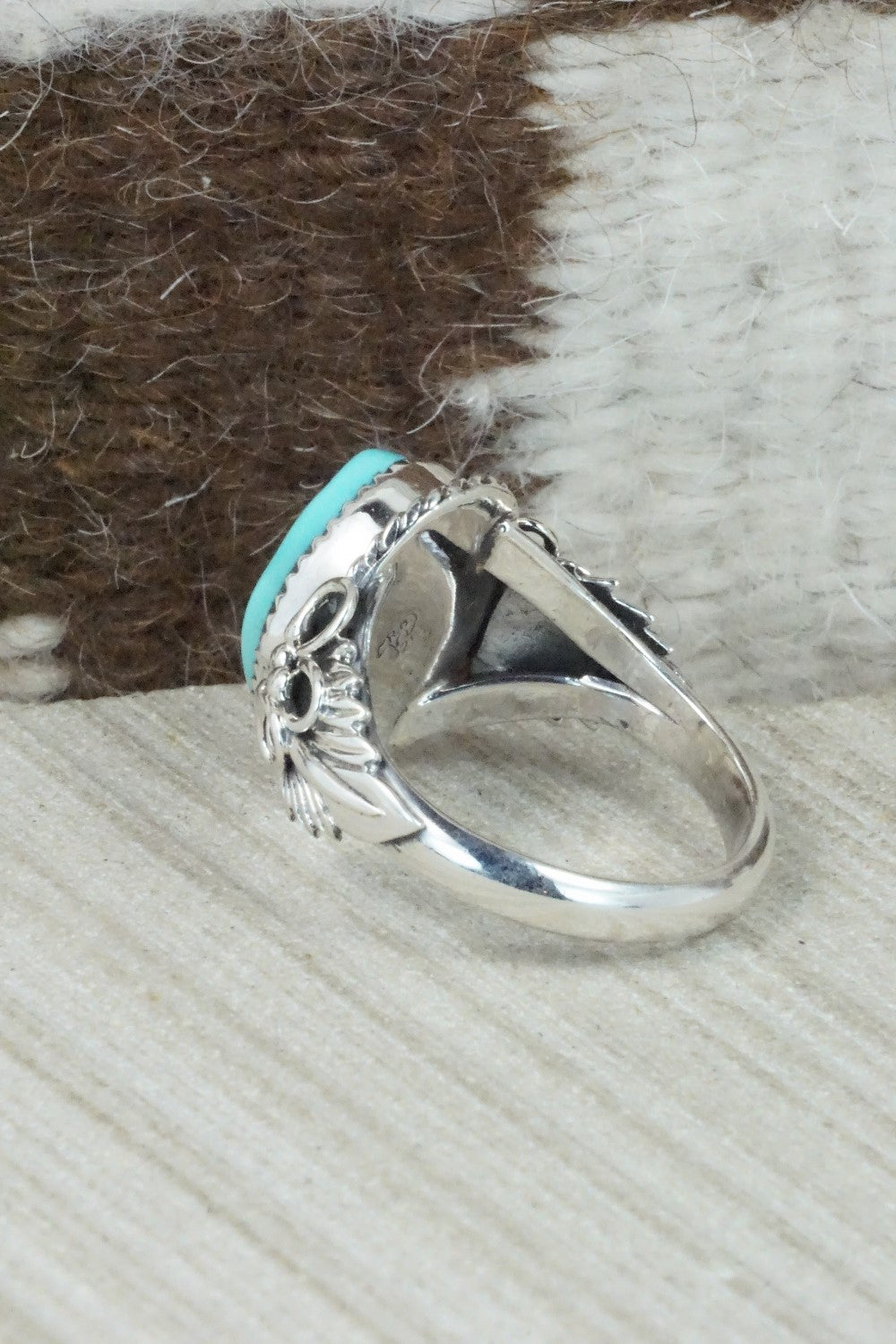 Turquoise and Sterling Silver Ring - Jeanette Saunders - Size 12.75