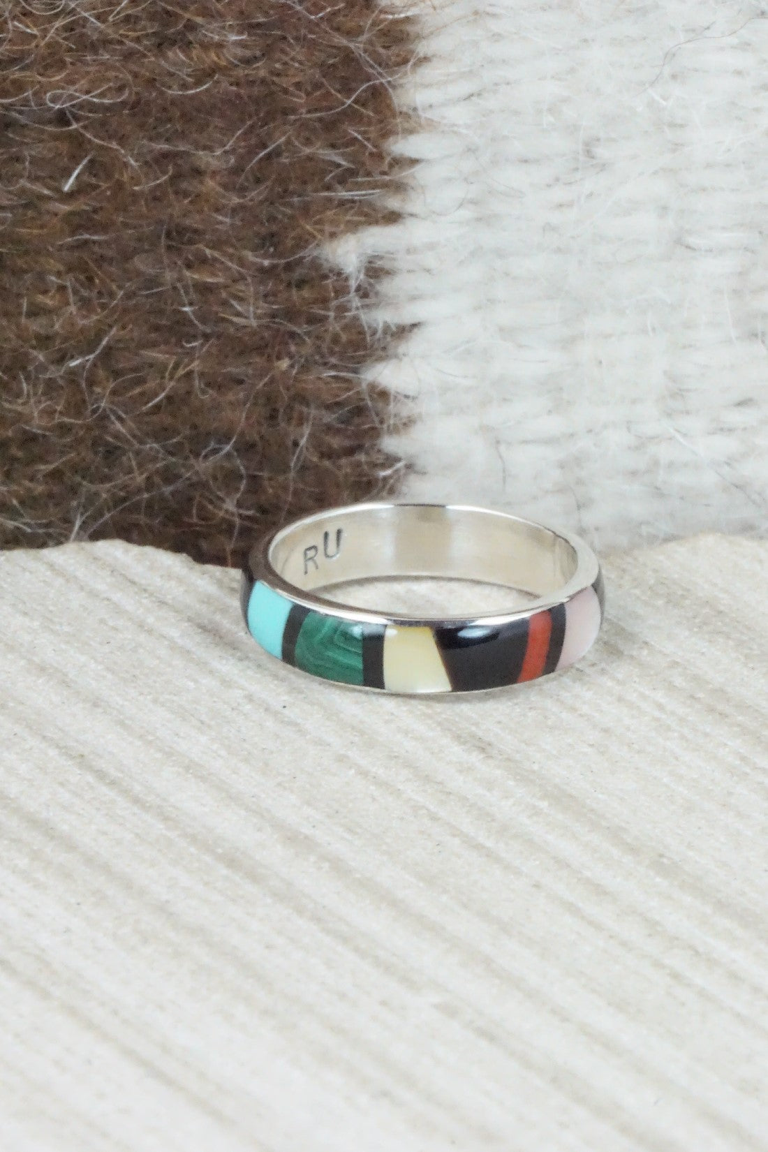 Multi Stone & Sterling Silver Ring - Rose Ukestine - Size 8