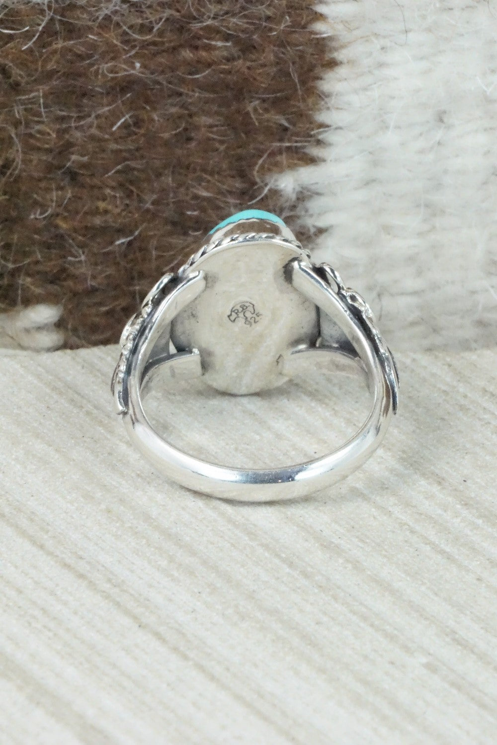 Turquoise and Sterling Silver Ring - Jeanette Saunders - Size 12.75