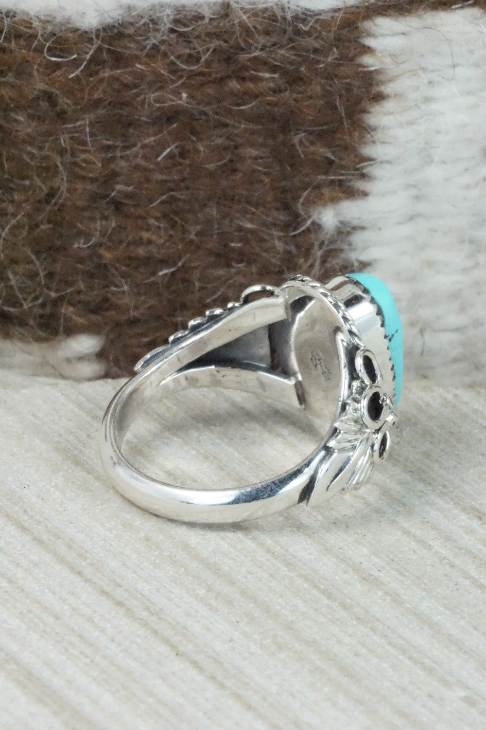 Turquoise and Sterling Silver Ring - Jeanette Saunders - Size 12.75