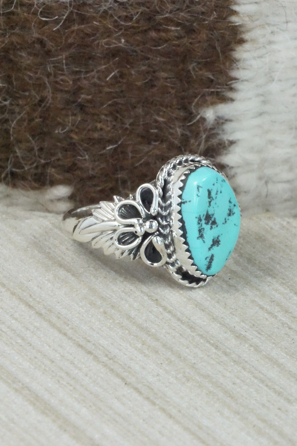 Turquoise and Sterling Silver Ring - Jeanette Saunders - Size 12.75