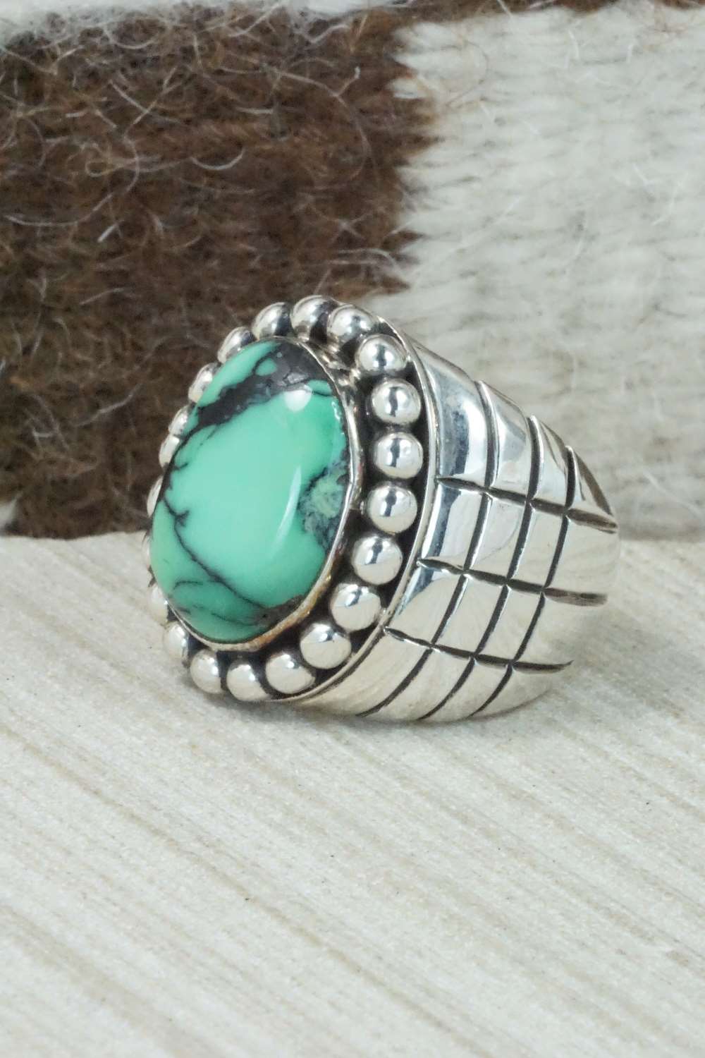 Variscite and Sterling Silver Ring - Navajo - Size 11