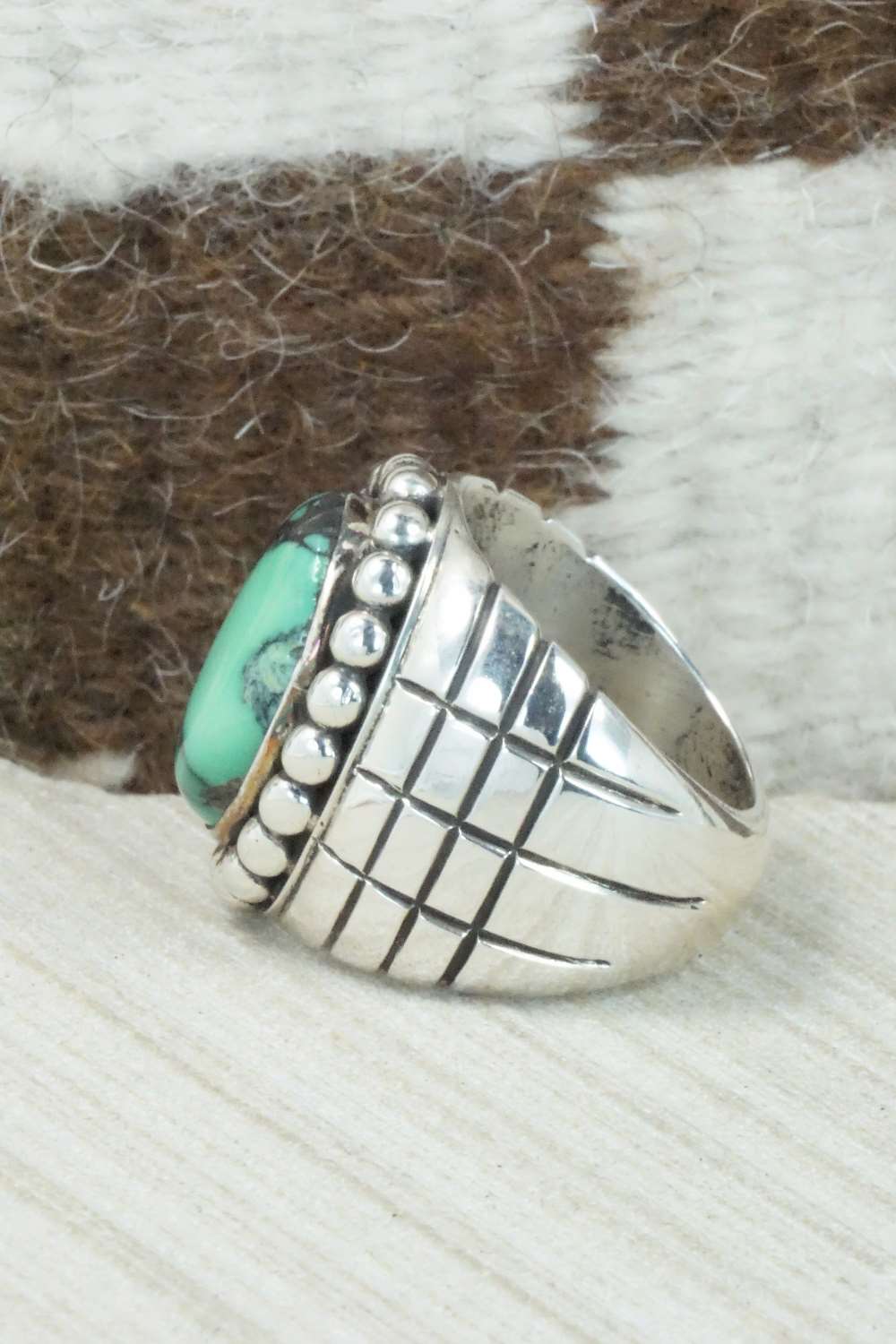 Variscite and Sterling Silver Ring - Navajo - Size 11