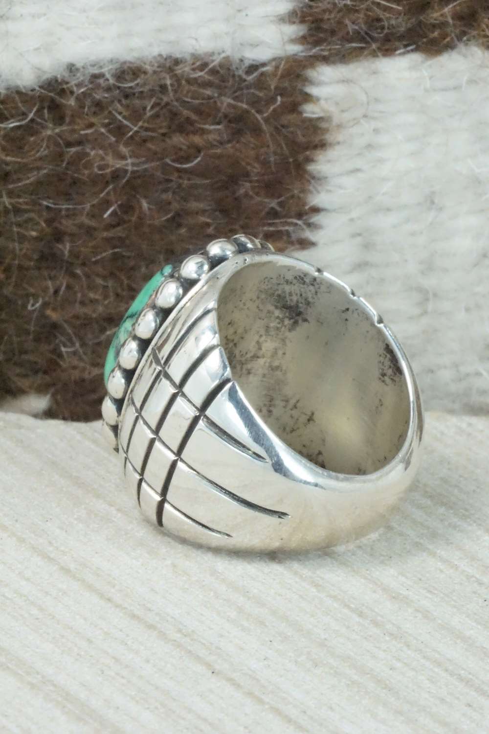 Variscite and Sterling Silver Ring - Navajo - Size 11