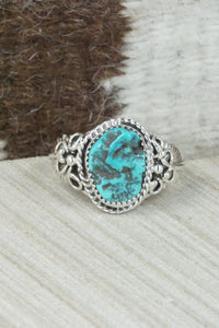 Turquoise and Sterling Silver Ring - Jeanette Saunders - Size 13.75