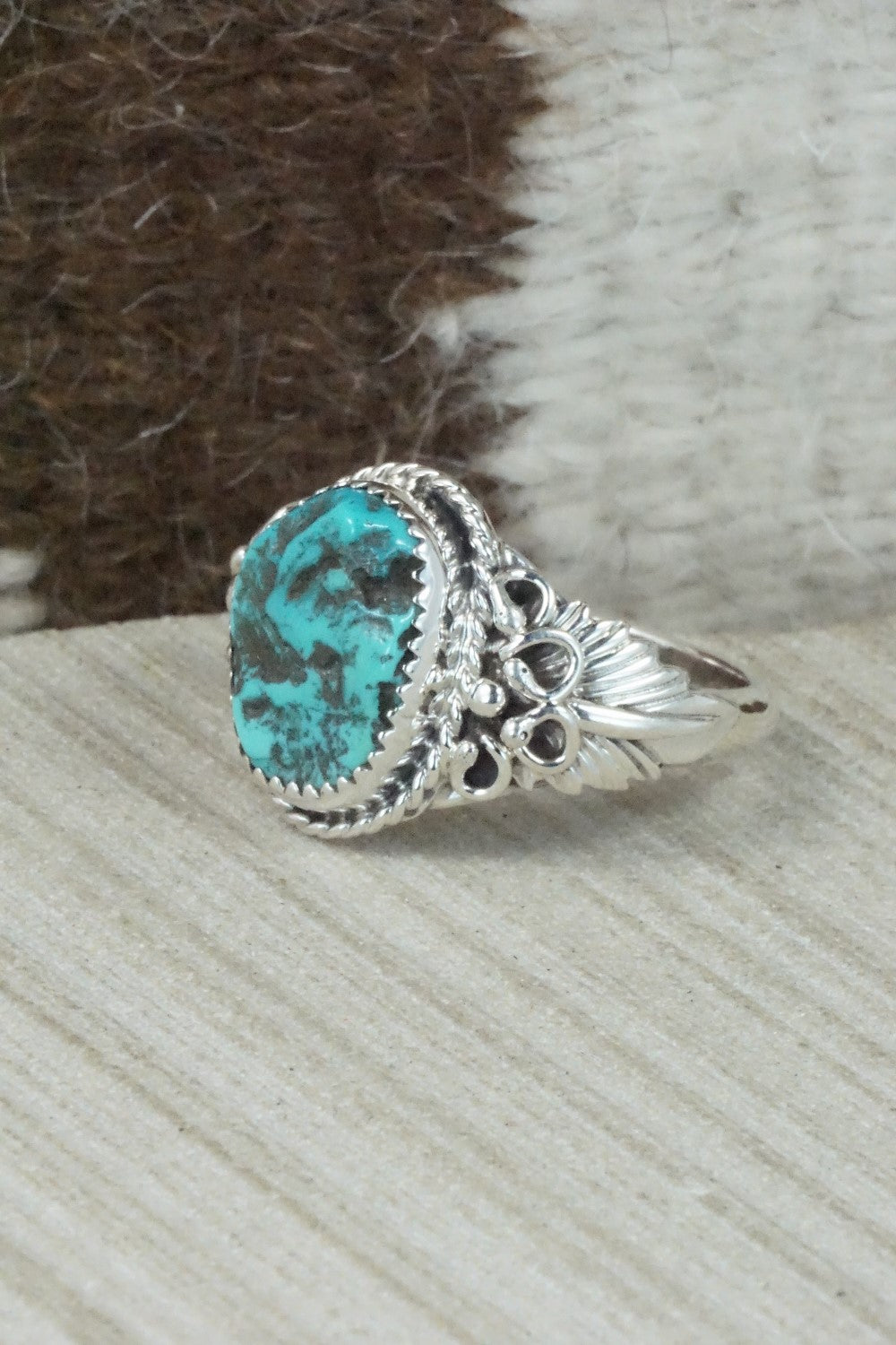 Turquoise and Sterling Silver Ring - Jeanette Saunders - Size 13.75