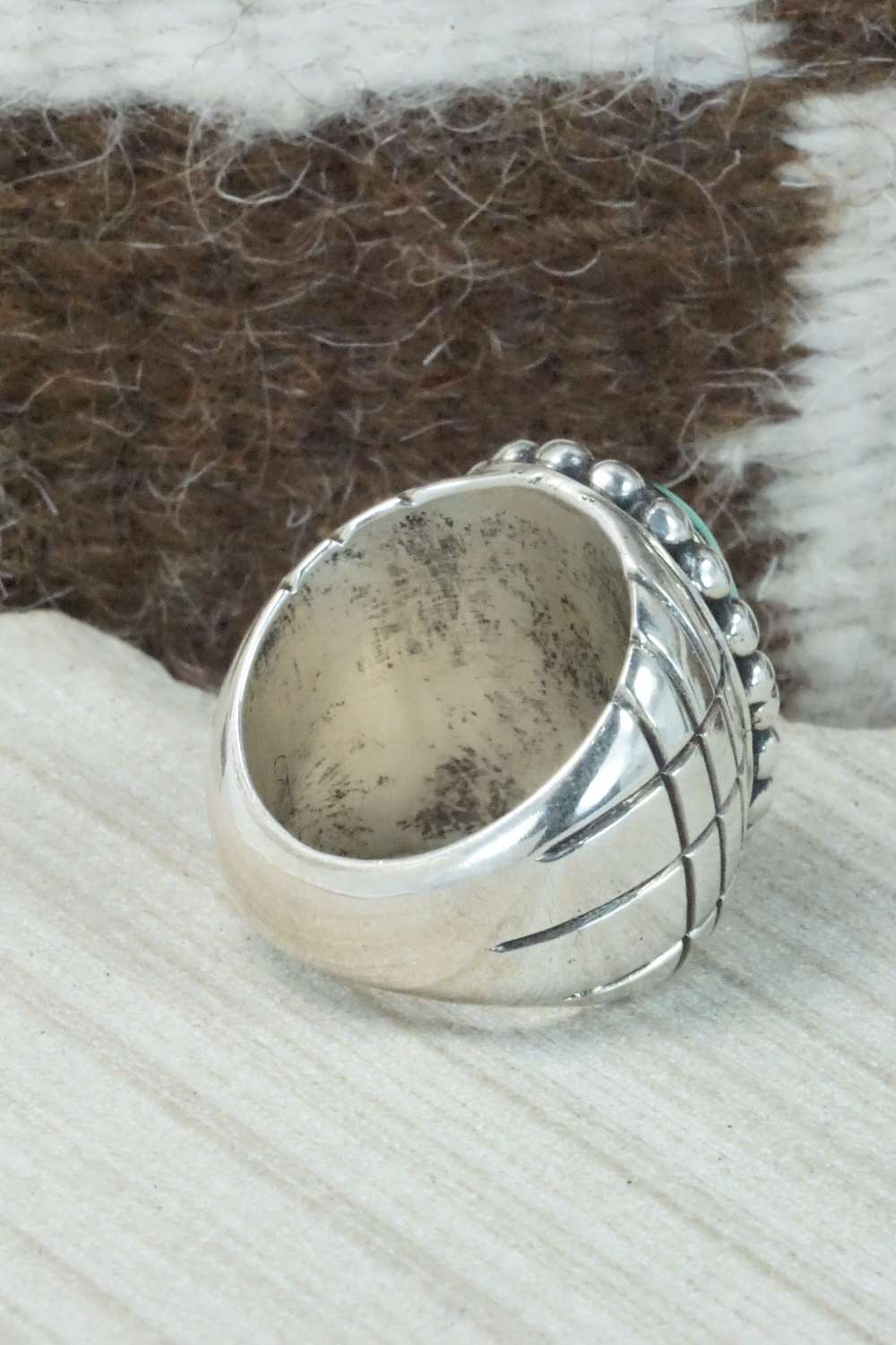 Variscite and Sterling Silver Ring - Navajo - Size 11