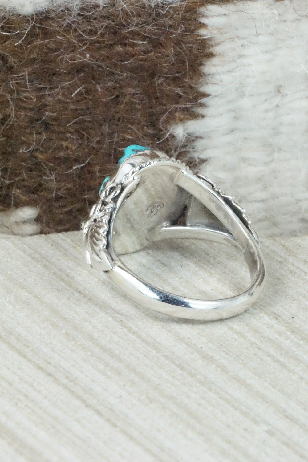 Turquoise and Sterling Silver Ring - Jeanette Saunders - Size 13.75