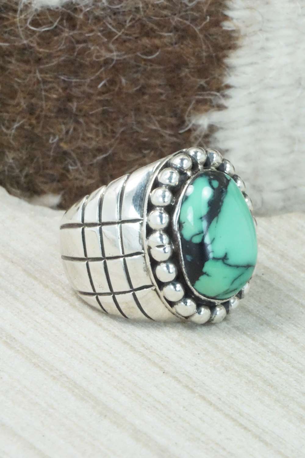 Variscite and Sterling Silver Ring - Navajo - Size 11