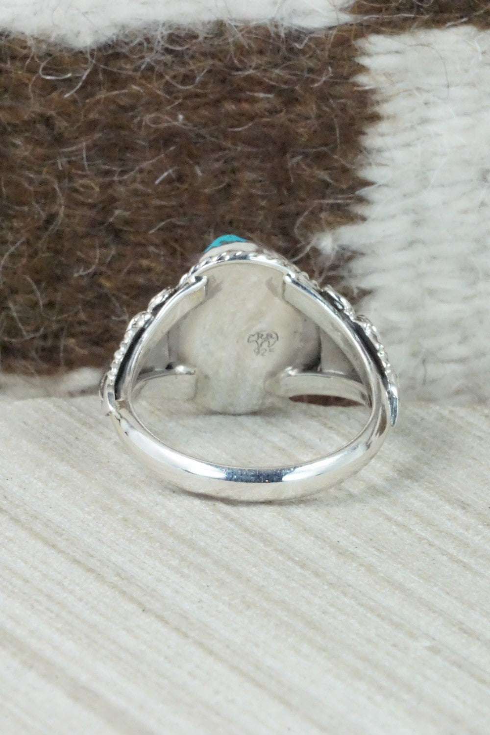 Turquoise and Sterling Silver Ring - Jeanette Saunders - Size 13.75