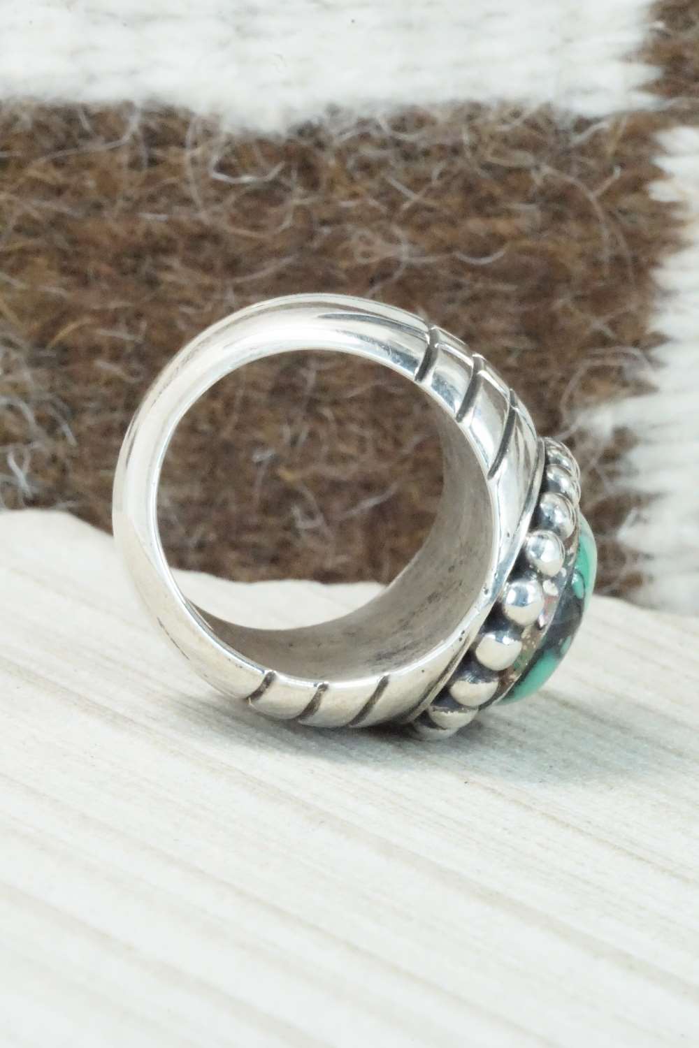 Variscite and Sterling Silver Ring - Navajo - Size 11