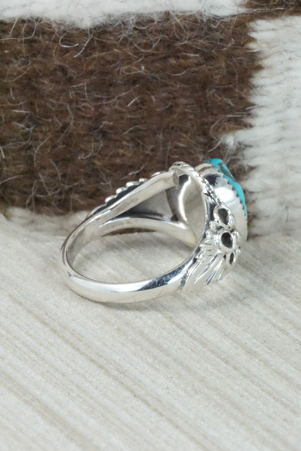 Turquoise and Sterling Silver Ring - Jeanette Saunders - Size 13.75