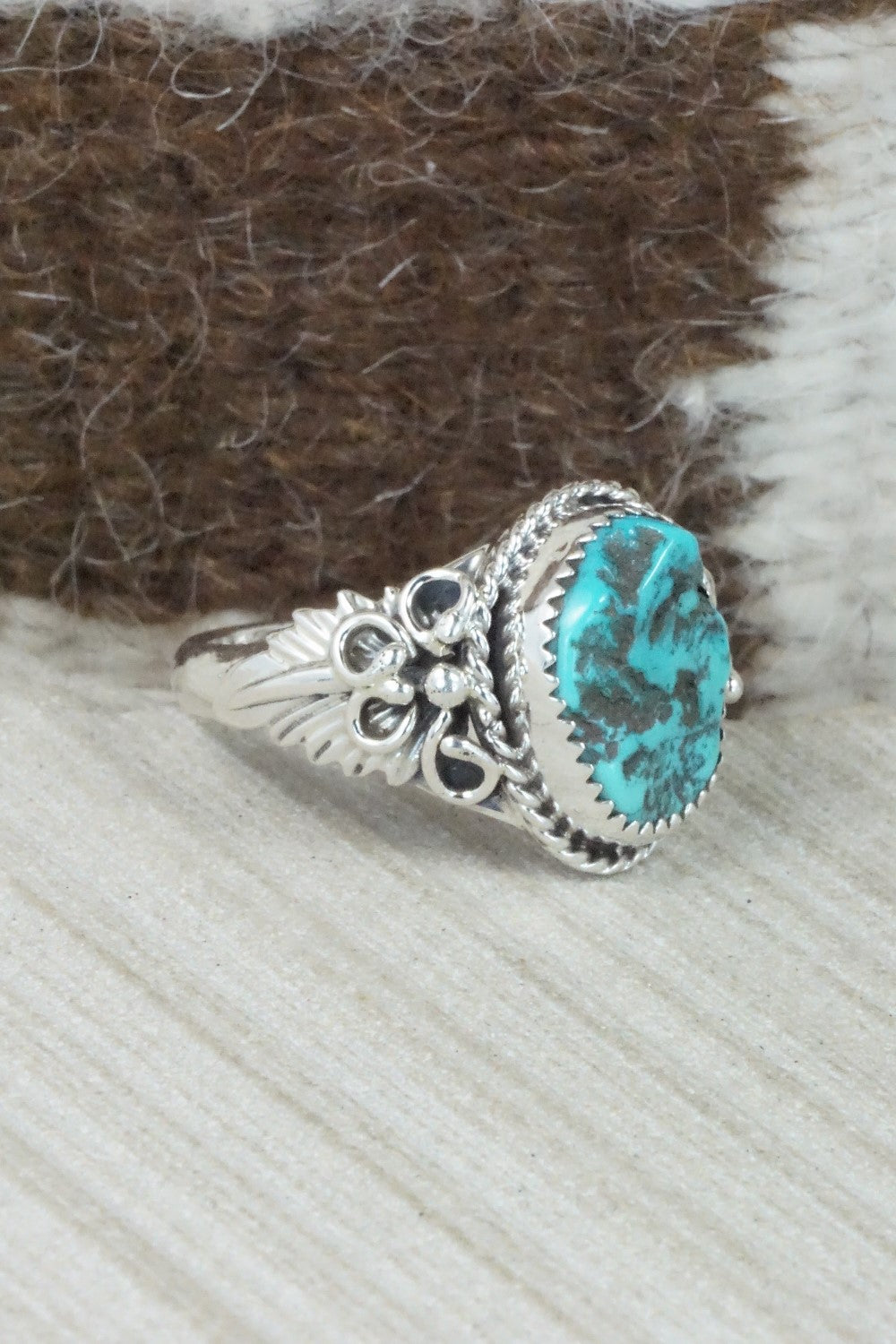 Turquoise and Sterling Silver Ring - Jeanette Saunders - Size 13.75