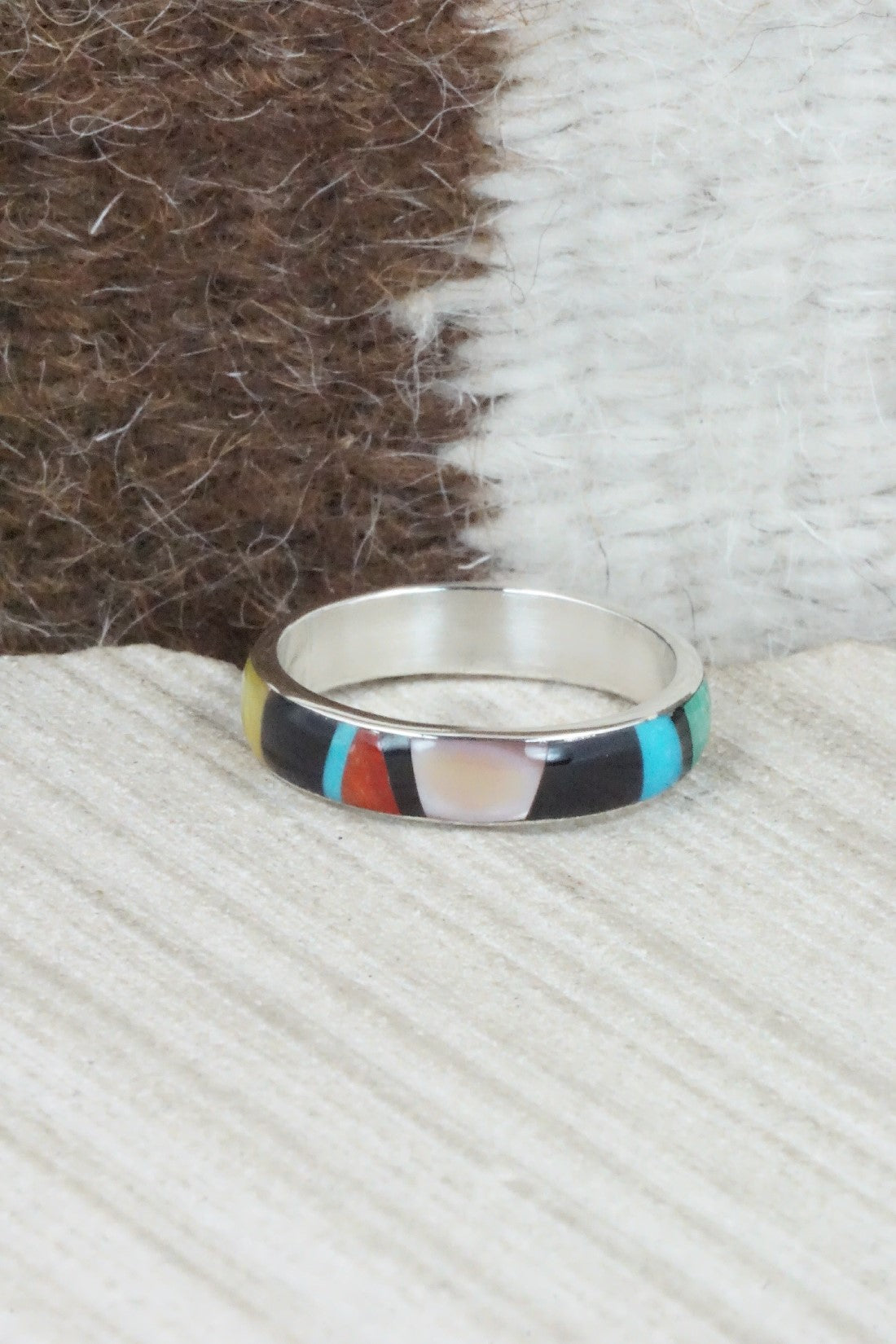 Multi Stone & Sterling Silver Ring - Rose Ukestine - Size 10.5