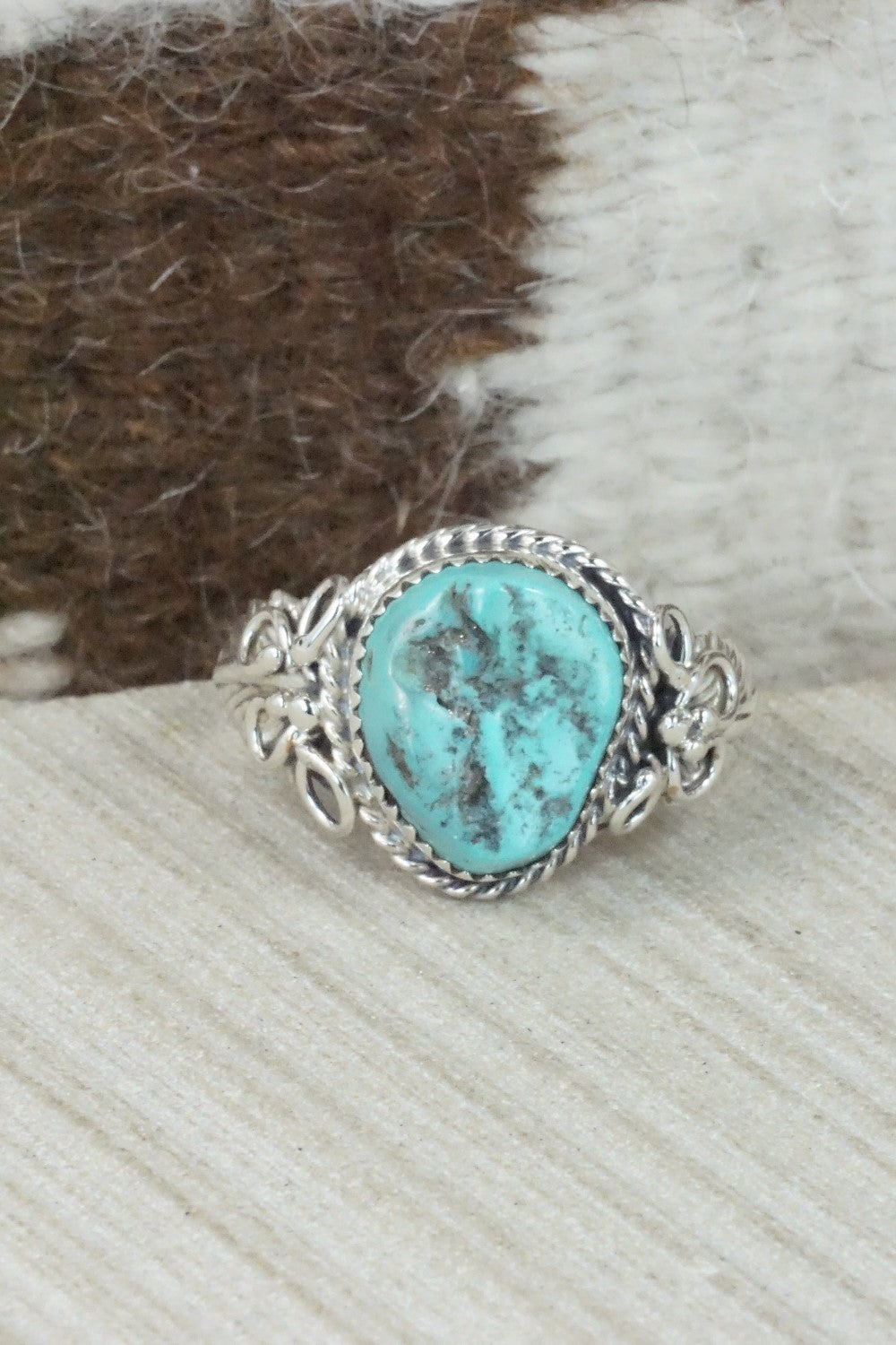 Turquoise and Sterling Silver Ring - Jeanette Saunders - Size 14