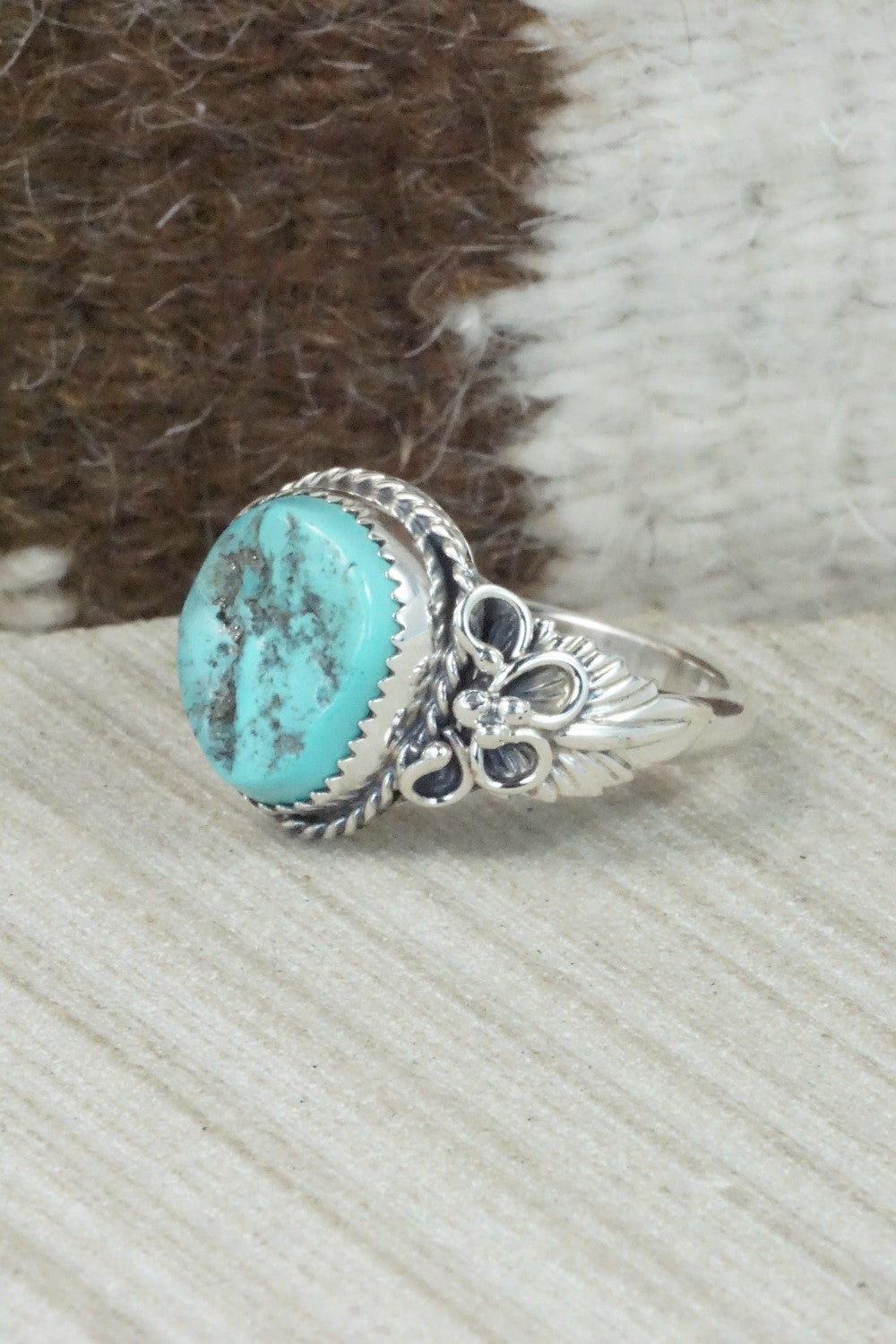 Turquoise and Sterling Silver Ring - Jeanette Saunders - Size 14