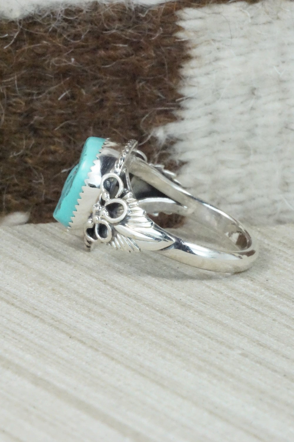 Turquoise and Sterling Silver Ring - Jeanette Saunders - Size 14