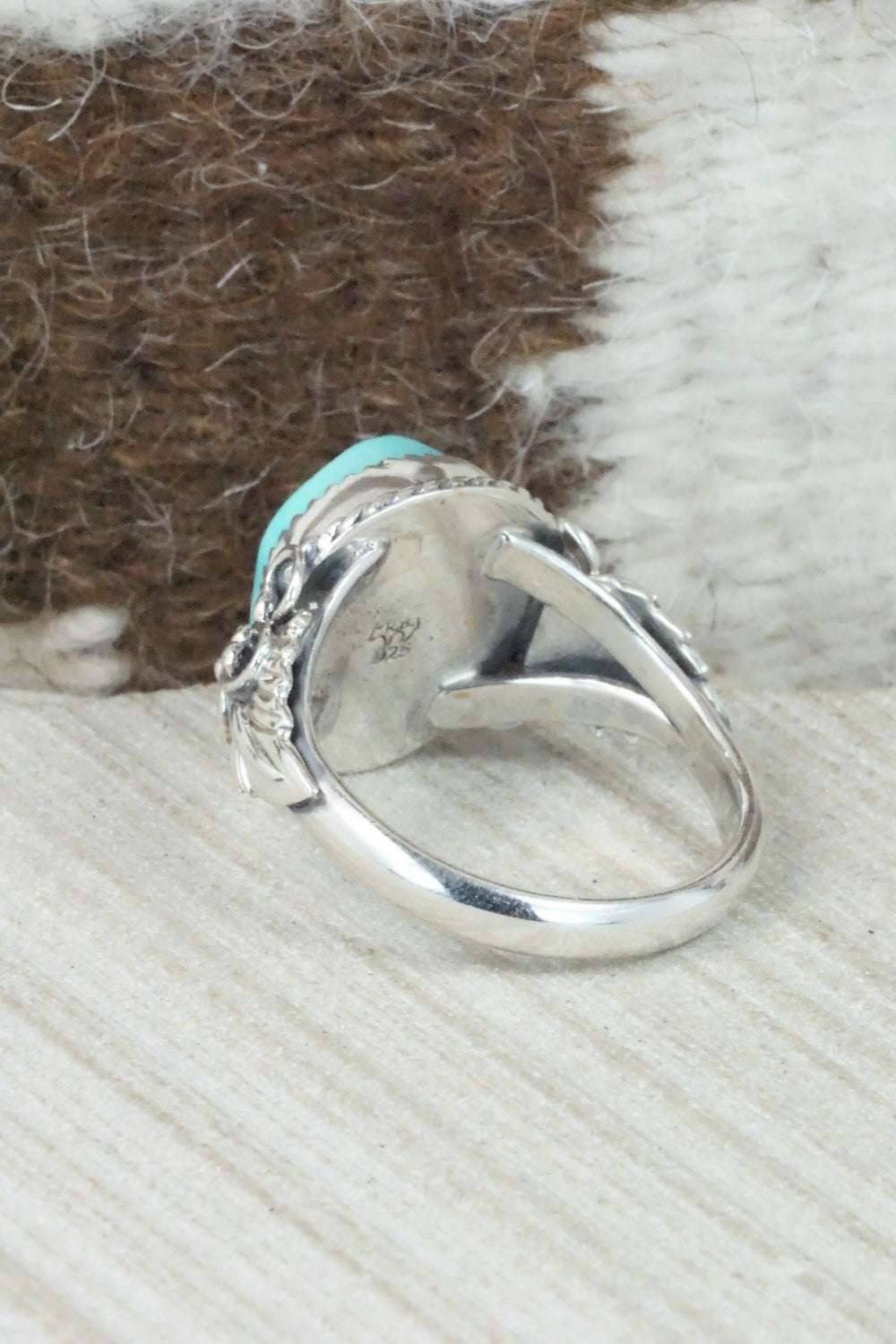 Turquoise and Sterling Silver Ring - Jeanette Saunders - Size 14