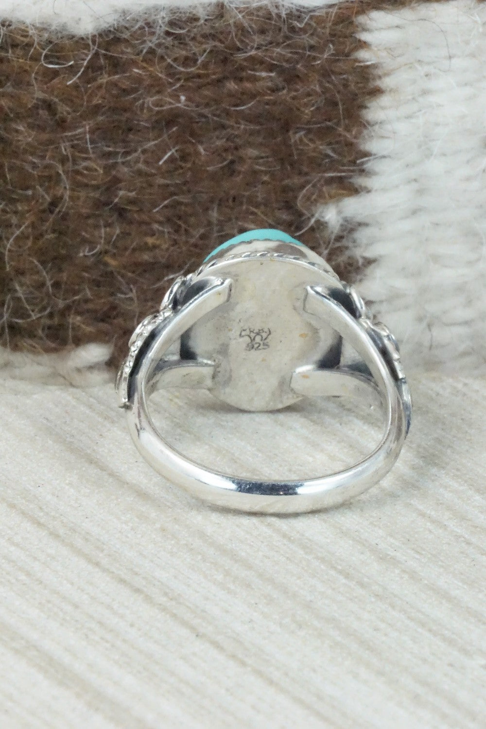 Turquoise and Sterling Silver Ring - Jeanette Saunders - Size 14