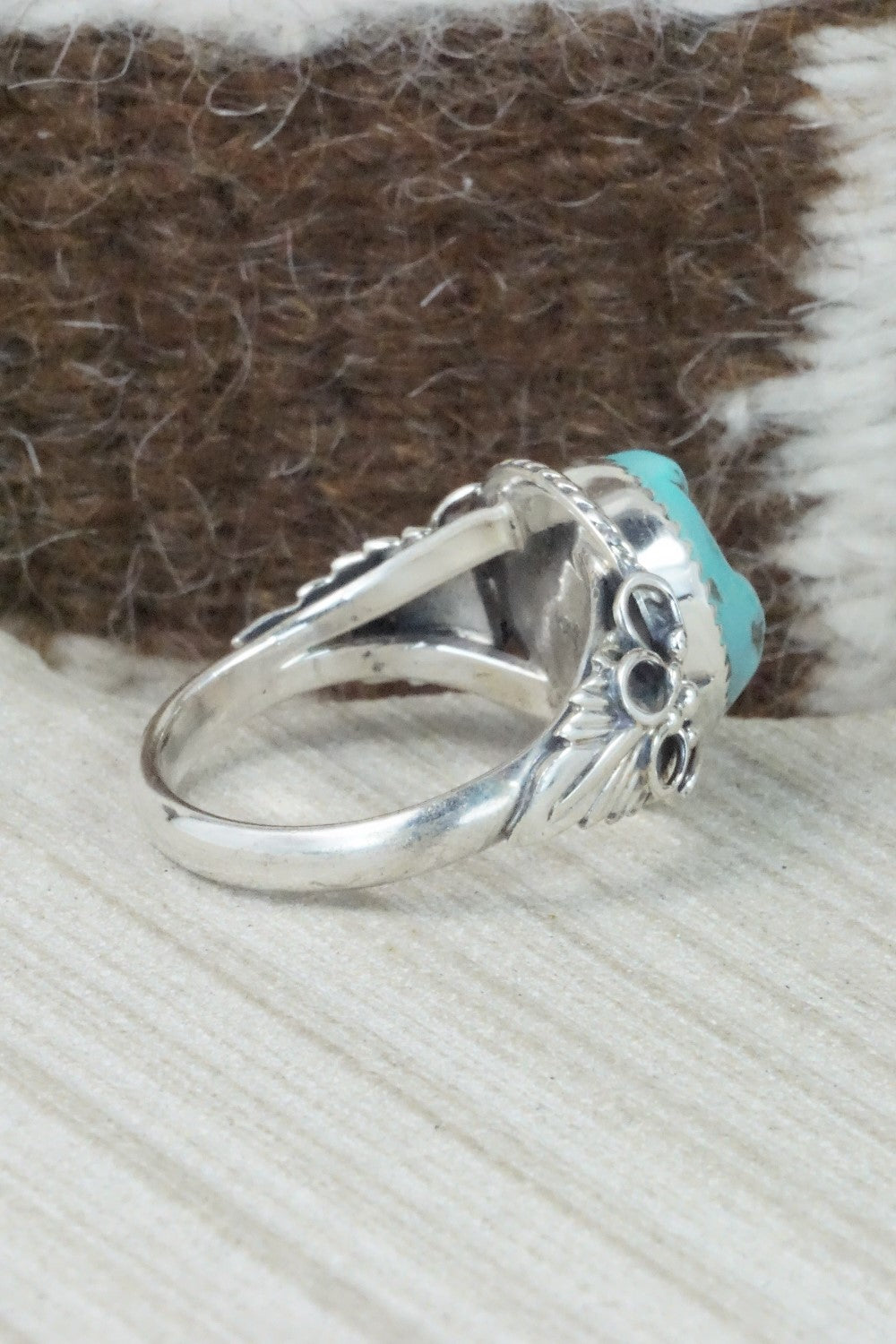 Turquoise and Sterling Silver Ring - Jeanette Saunders - Size 14