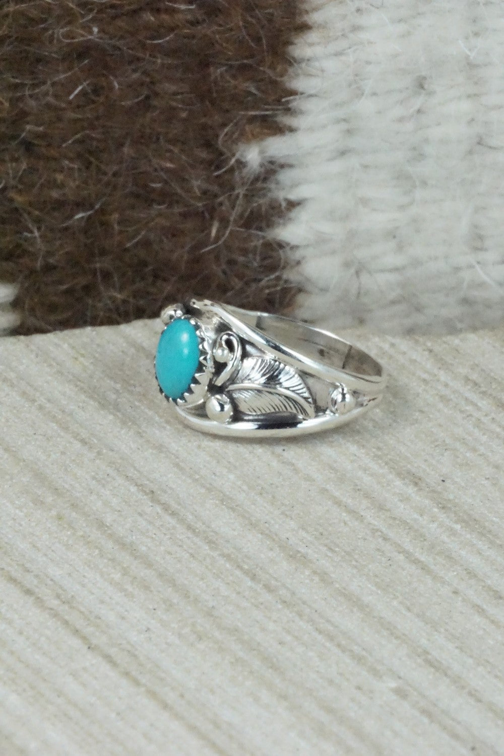 Turquoise and Sterling Silver Ring - Roger Pino - Size 7.75