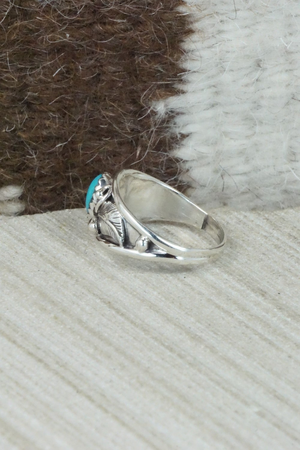 Turquoise and Sterling Silver Ring - Roger Pino - Size 7.75