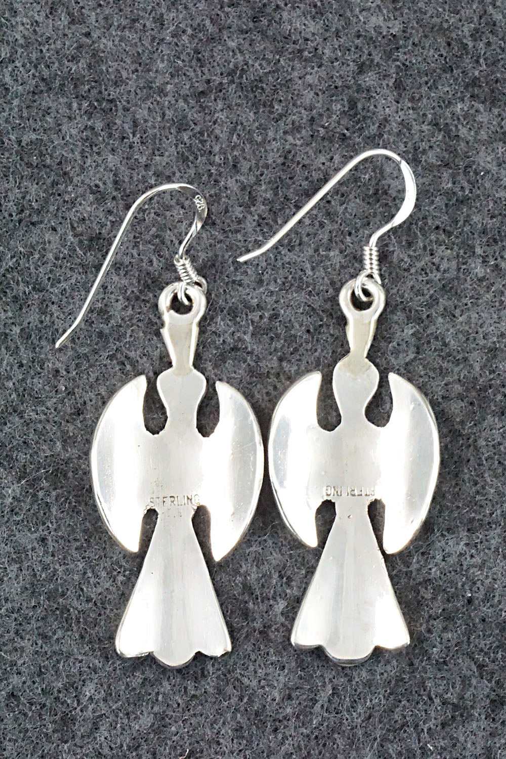 Turquoise & Coral Chip Inlay Sterling Silver Earrings - Jolene Yazzie