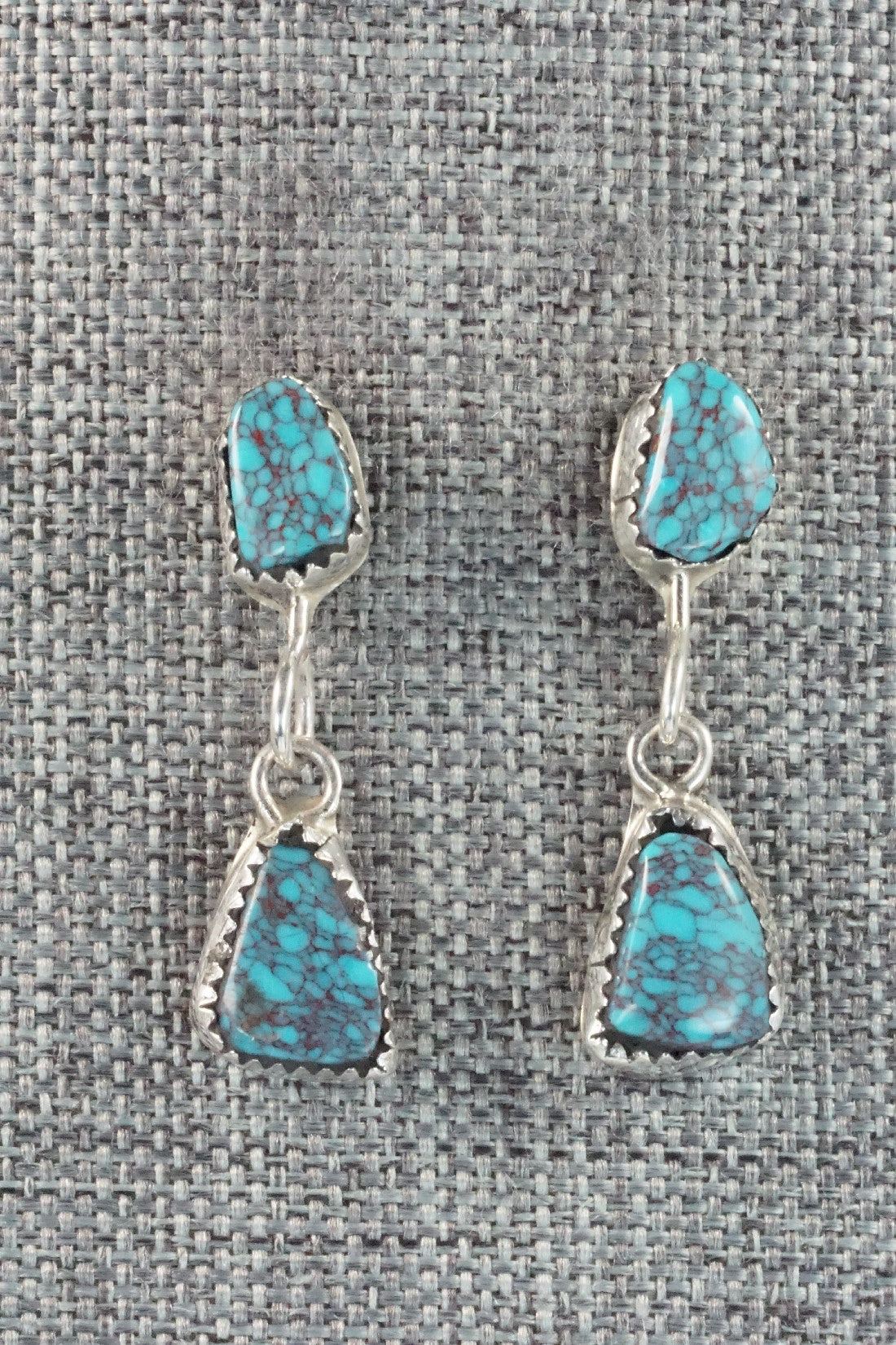 Turquoise & Sterling Silver Necklace and Earrings Set - Vangie Tsabetsaye