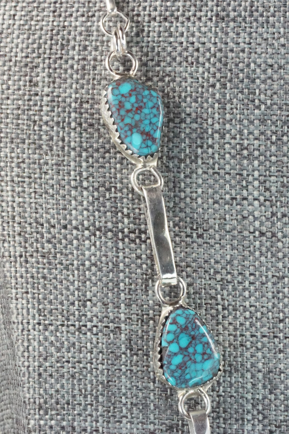 Turquoise & Sterling Silver Necklace and Earrings Set - Vangie Tsabetsaye