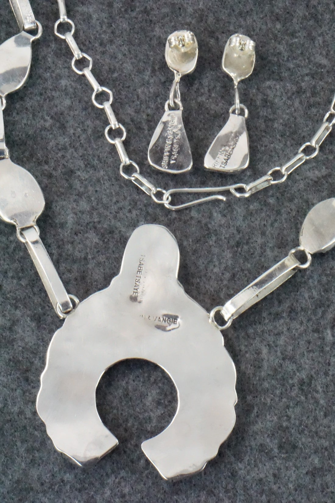 Turquoise & Sterling Silver Necklace and Earrings Set - Vangie Tsabetsaye