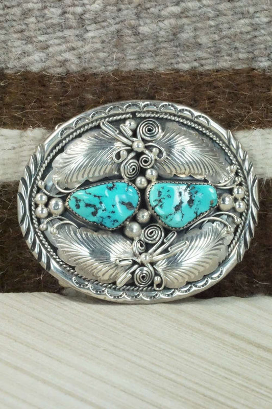 Turquoise & Sterling Silver Belt Buckle - Navajo