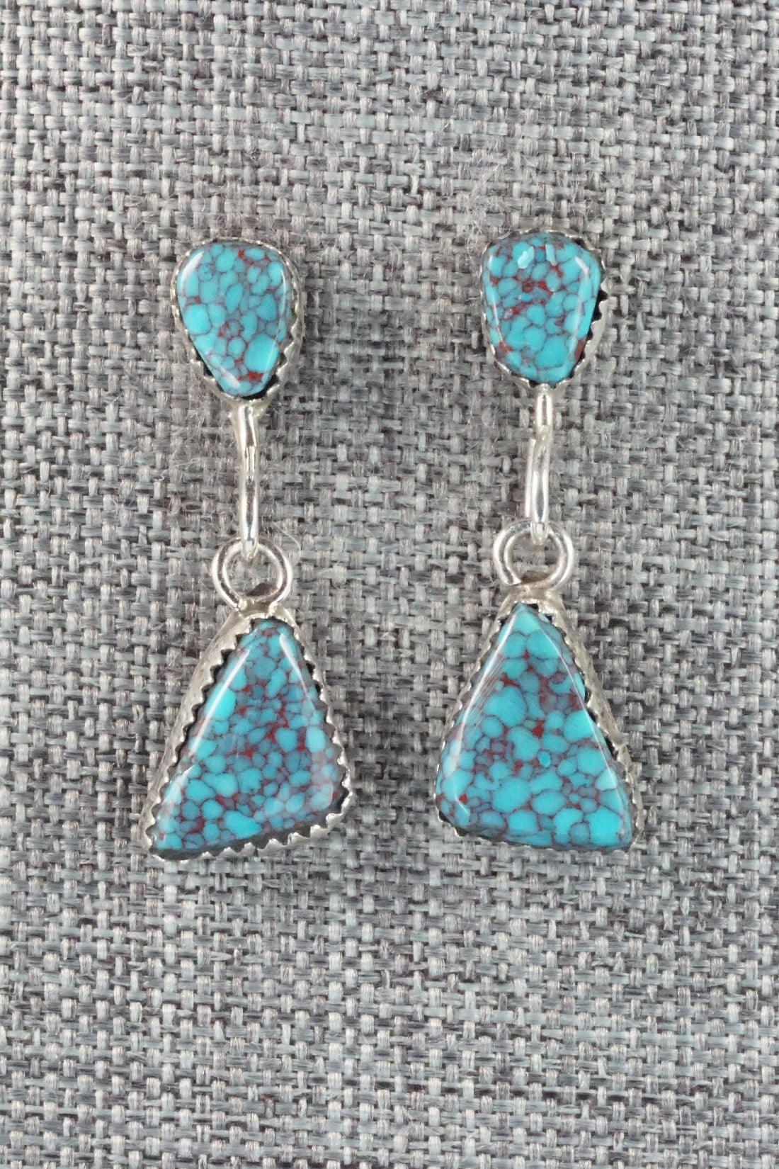 Turquoise & Sterling Silver Necklace and Earrings Set - Vangie Tsabetsaye