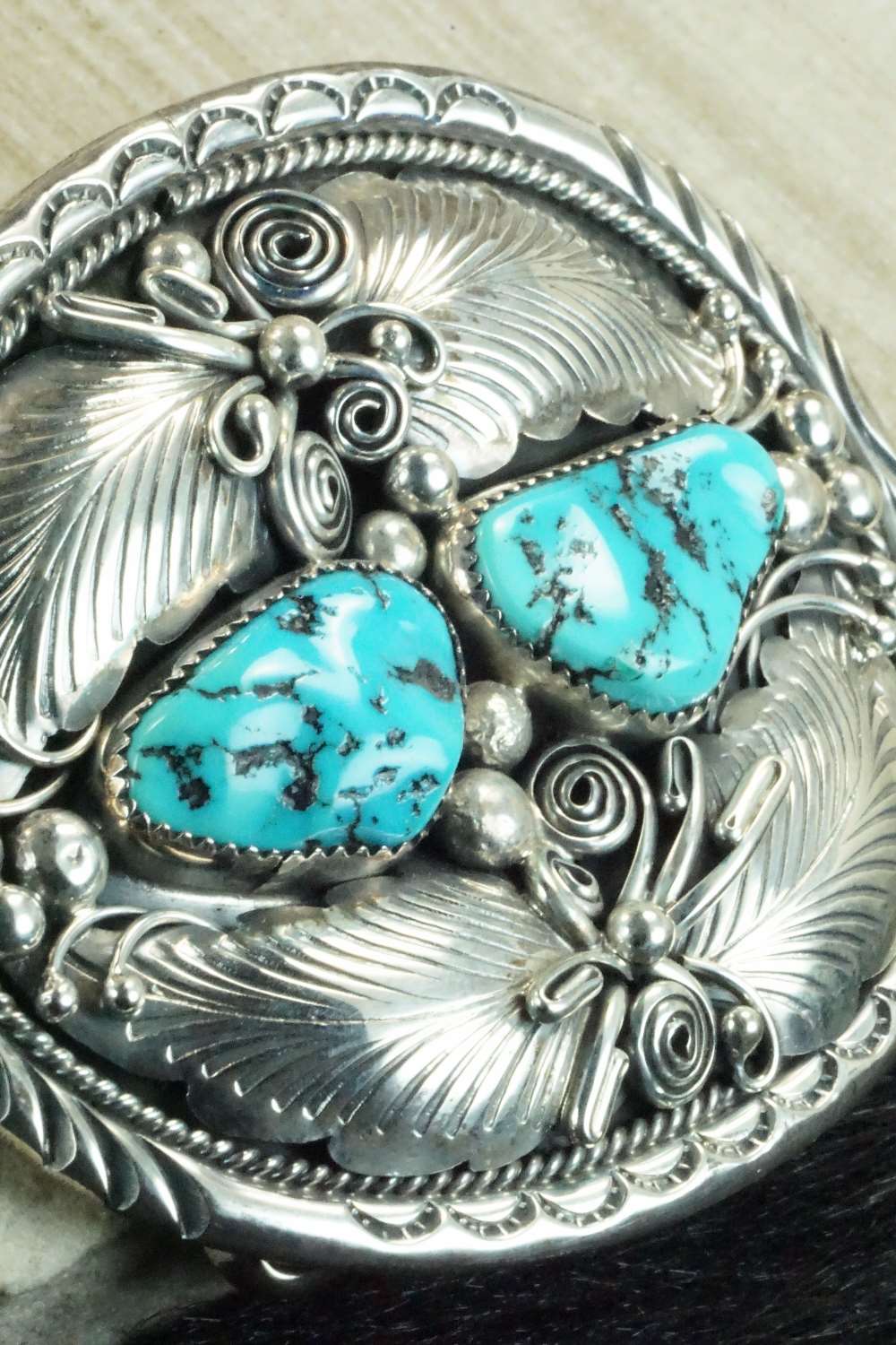 Turquoise & Sterling Silver Belt Buckle - Navajo