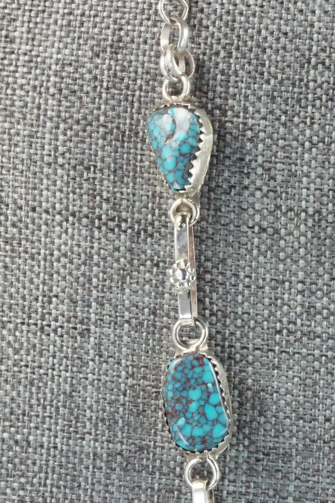 Turquoise & Sterling Silver Necklace and Earrings Set - Vangie Tsabetsaye