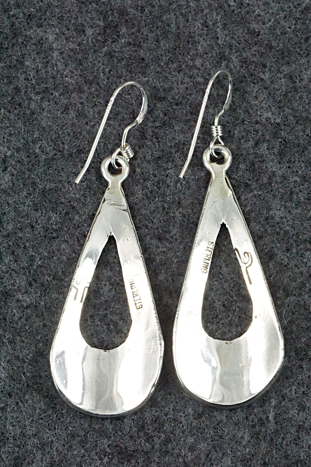 Turquoise & Coral Chip Inlay Sterling Silver Earrings - Jolene Yazzie