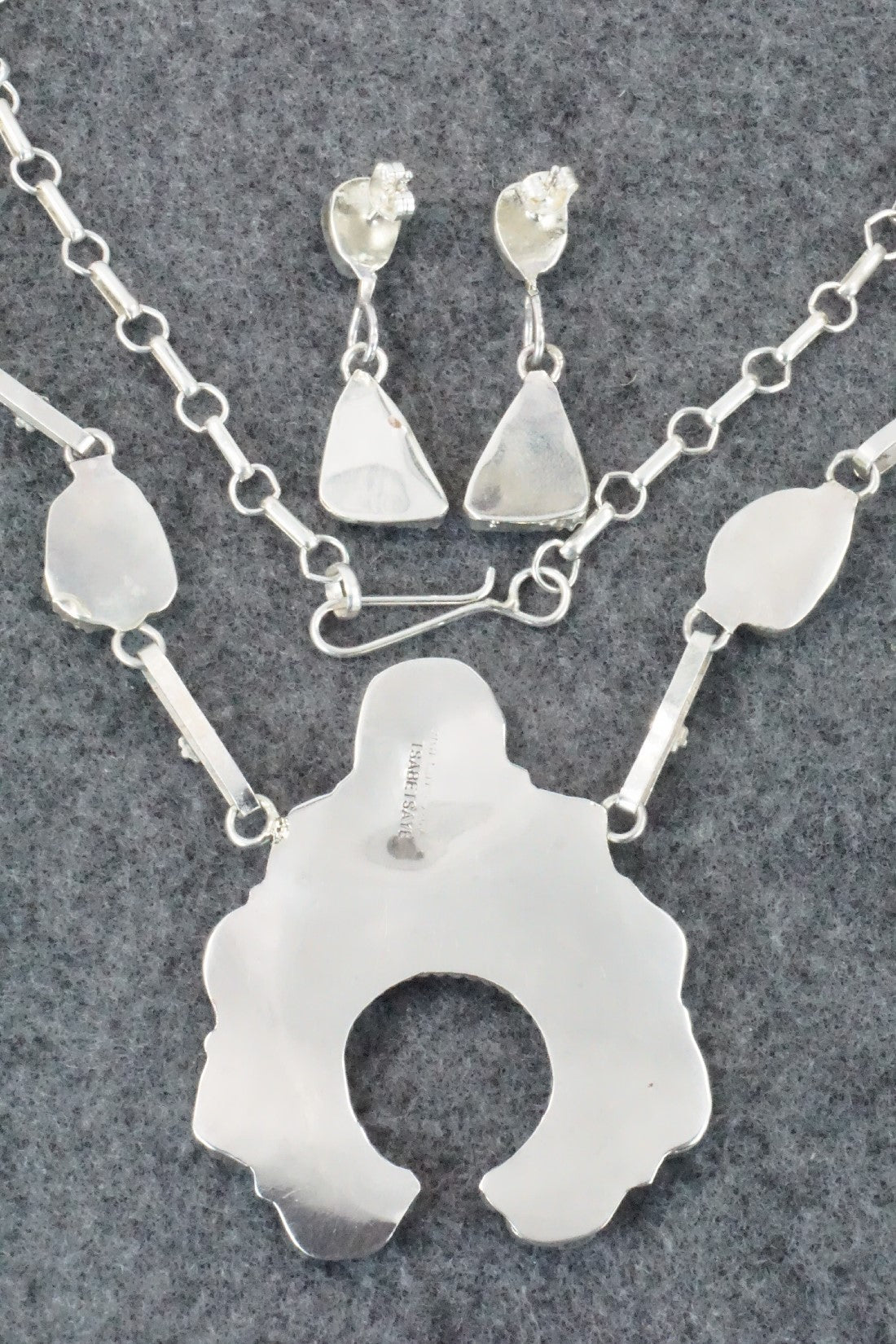 Turquoise & Sterling Silver Necklace and Earrings Set - Vangie Tsabetsaye