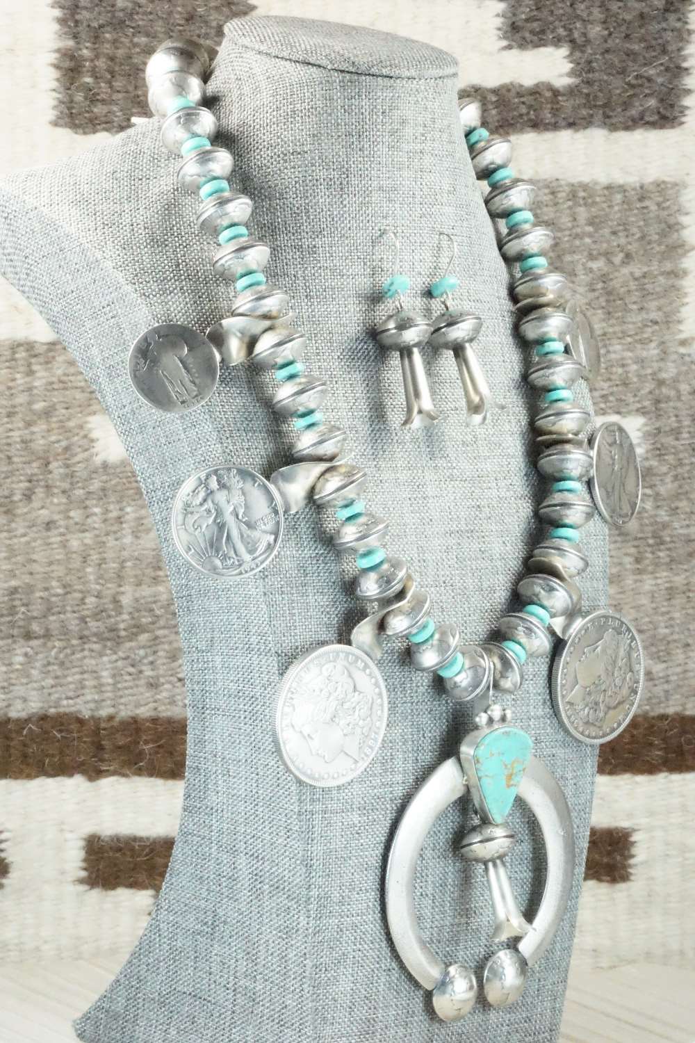 Turquoise & Sterling Silver Squash Blossom Set - James McCabe