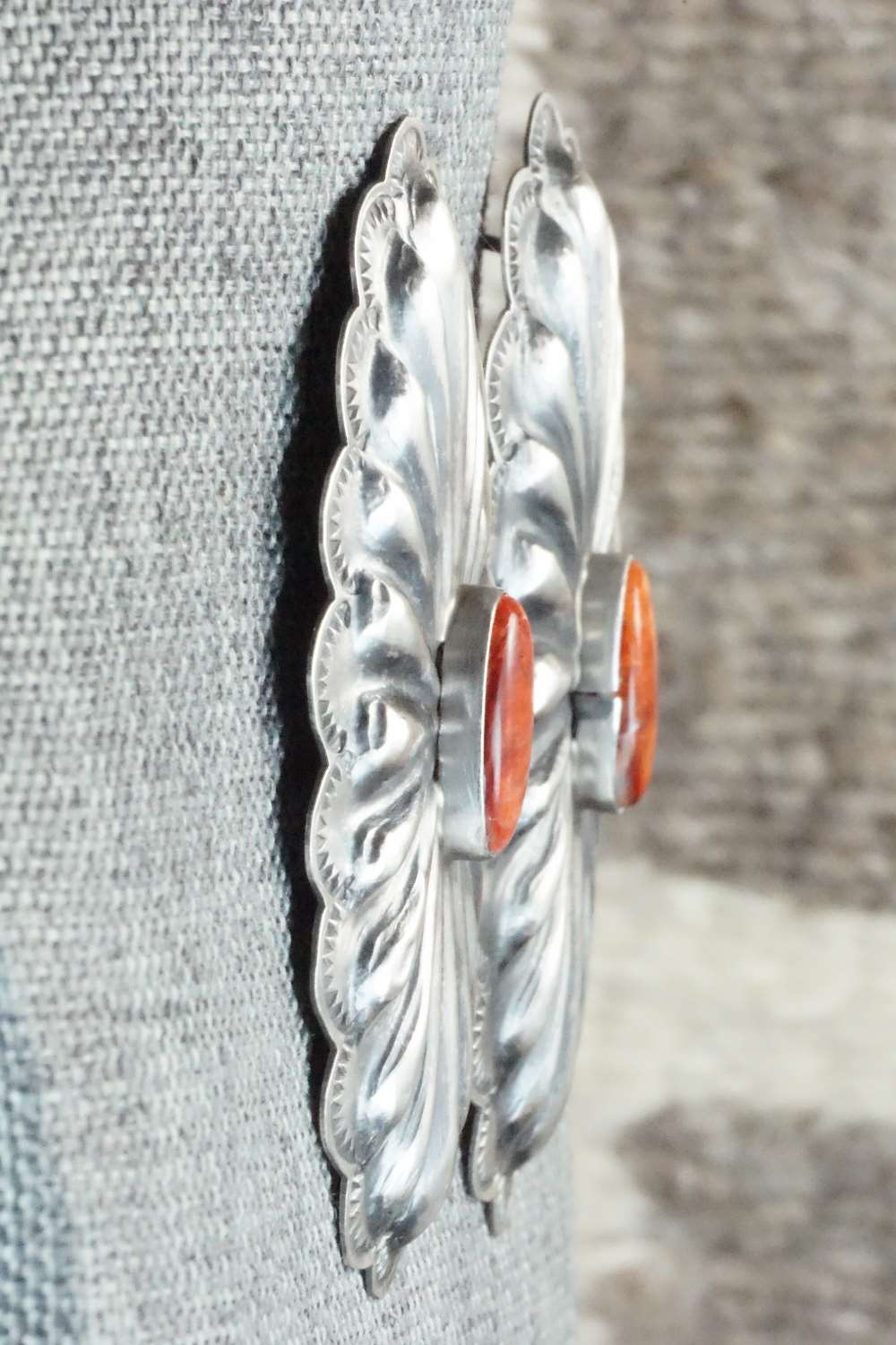 Spiny Oyster and Sterling Silver Earrings - Rita Lee