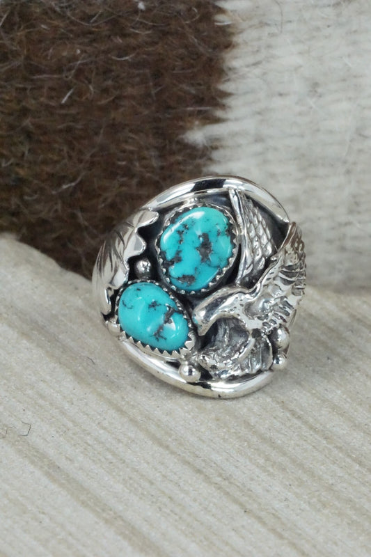Turquoise & Sterling Silver Ring - Jeannette Saunders - Size 10.5