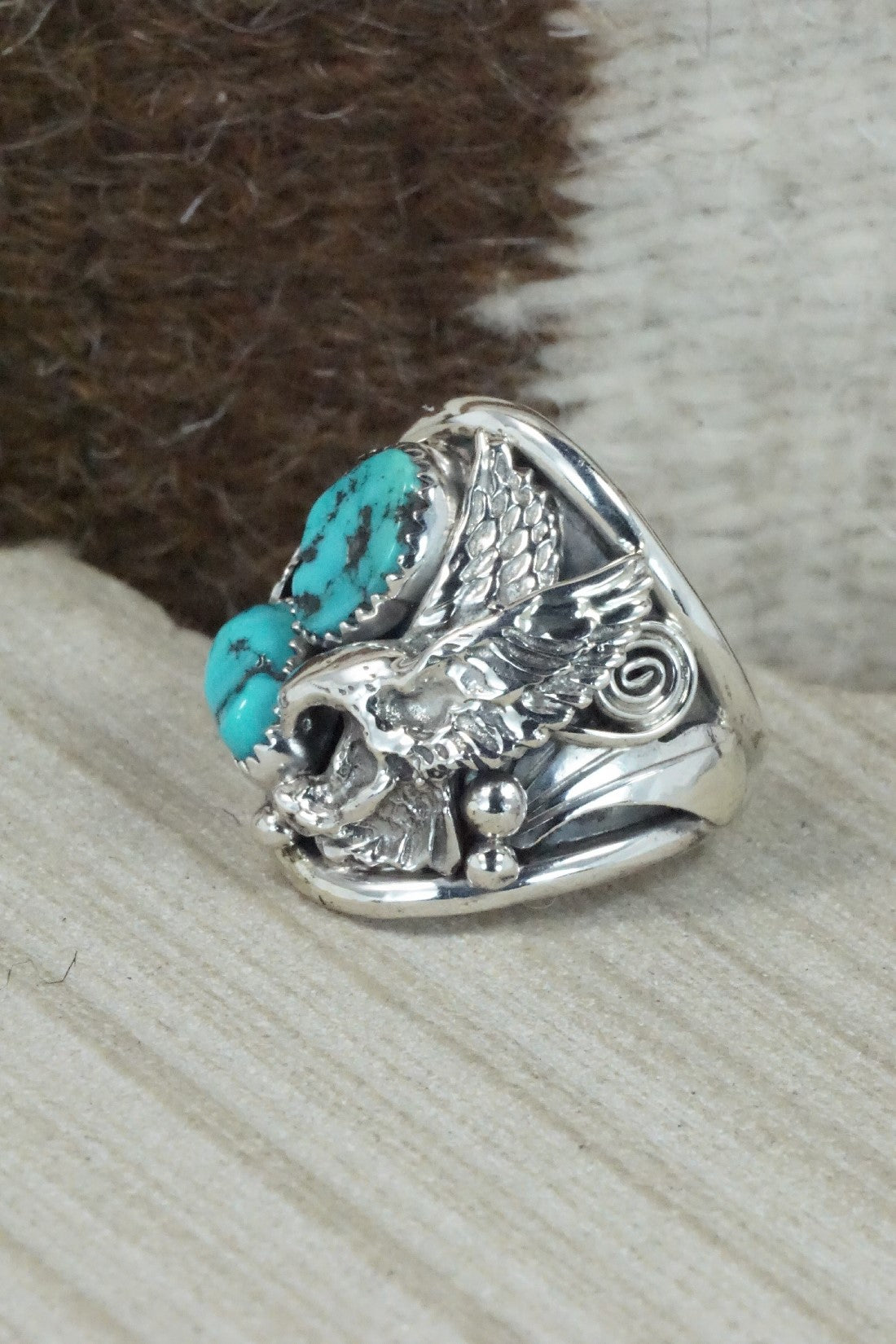 Turquoise & Sterling Silver Ring - Jeannette Saunders - Size 10.5