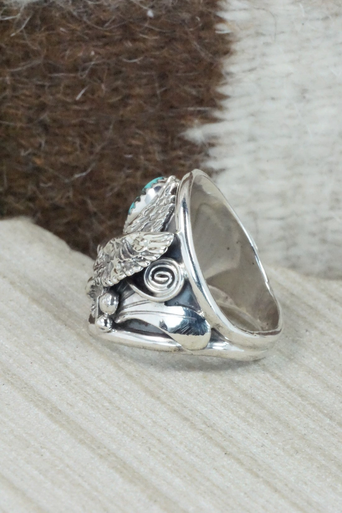 Turquoise & Sterling Silver Ring - Jeannette Saunders - Size 10.5