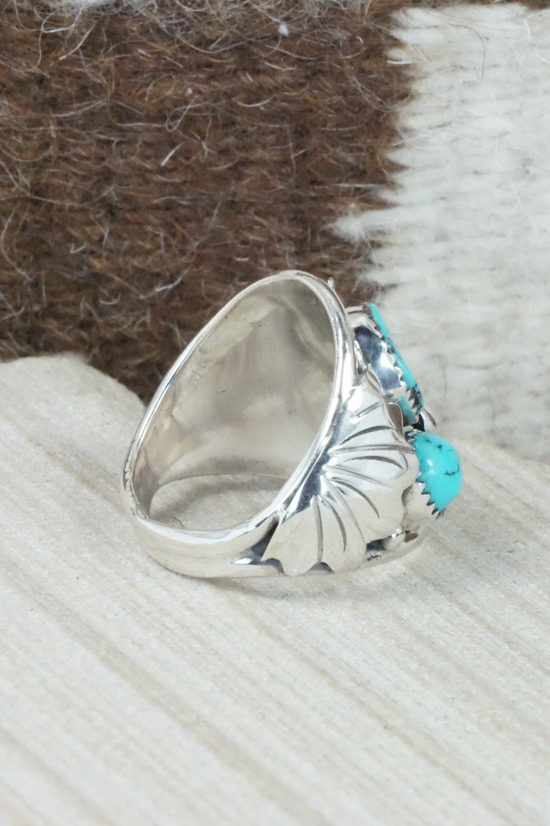 Turquoise & Sterling Silver Ring - Jeannette Saunders - Size 10.5