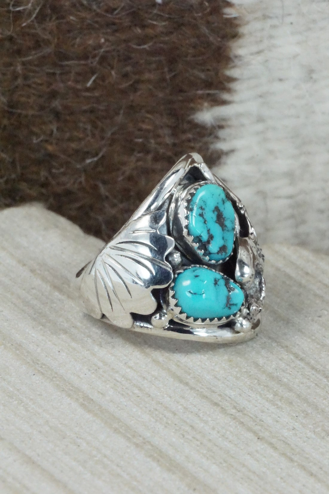 Turquoise & Sterling Silver Ring - Jeannette Saunders - Size 10.5